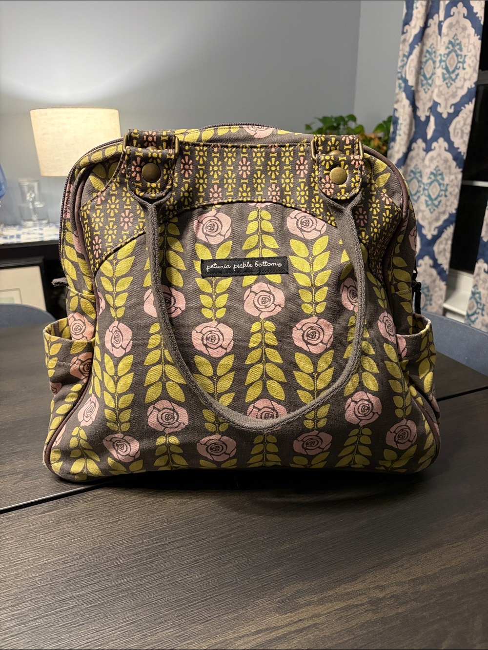 Petunia Pickle Bottom Sashay Satchel Convertible Diaper Bag Backpack Rose Floral